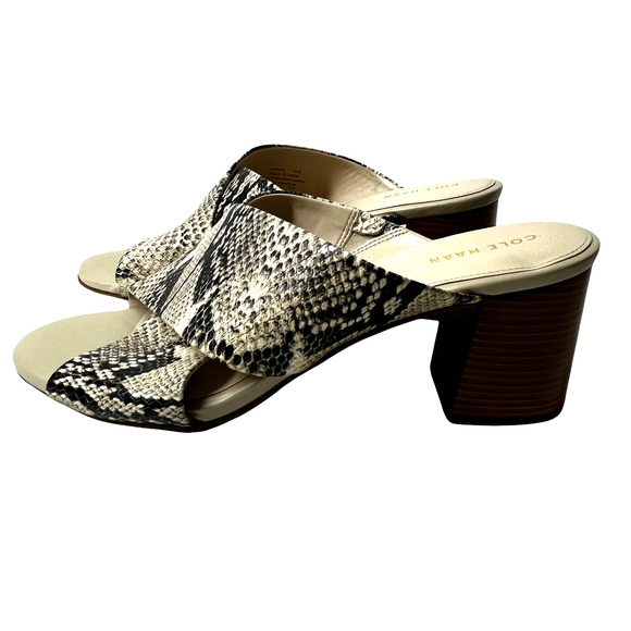 Cole Haan Dakota‎ Criss Cross Leather Roccia Snake Print Mule Size 9.5 B New - Picture 2 of 8